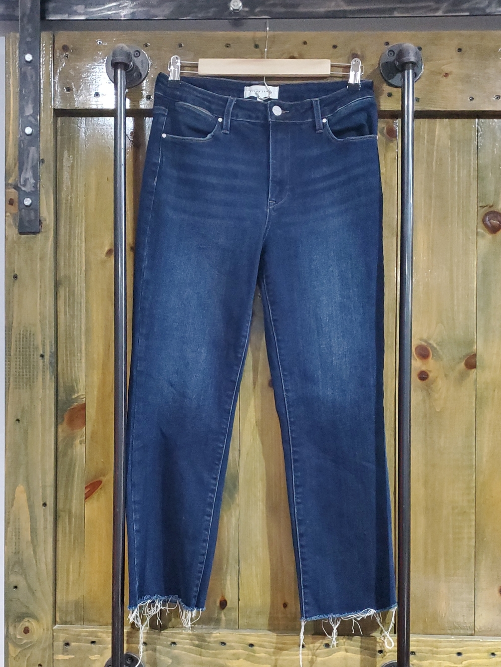 Women's Raw Hem Cropped Jeans in Dark Indigo